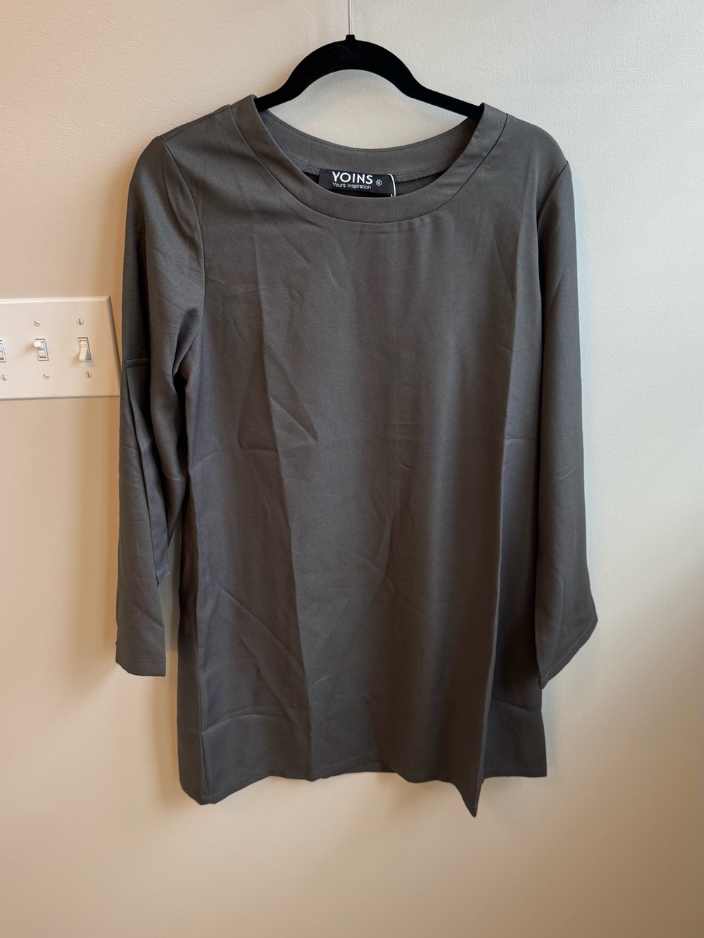 Yoins Popover Crew Neck Long Sleeve Dress - Medium